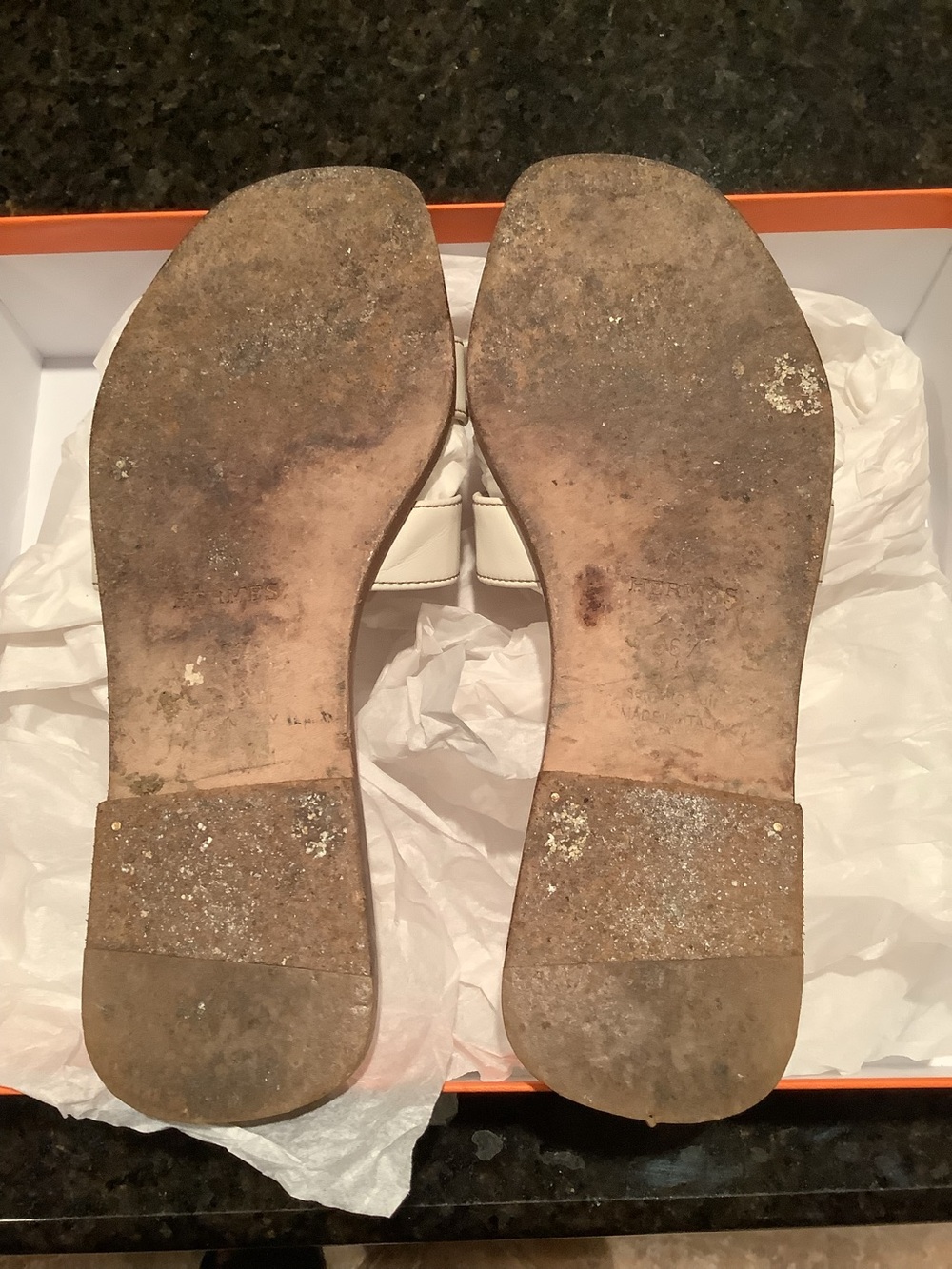 Hermes Oran White Leather Sandals Eur. 36.5 - Picture 16 of 16